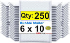 iMBAPrice 6x10 Inch White Poly Bubble Mailers, 250-Pack #0 Self-Seal Padded Envelopes, Waterproof, Opaque Mailing Bags for Small Business Shipping, Jewelry, Makeup & Small Items