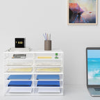Lavatino 12 Compartments Paper Organizer for Desk, Mesh Literature Organizer, Mail File Sorter Tray with Handle, Desktop Mailbox for Office Classroom Home - White