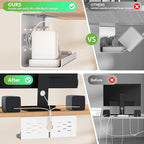 KEEGH 16'' Under Desk Cable Management Tray, Drill Free Clamp/Screws Mount, Sturdy Metal Cable Tray for Place Power Strip, Cord Management Tray Rack, Home, Office, White