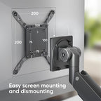 ONKRON Heavy Duty Monitor Arm for 17-57 Inch Screens up to 59.4 lbs, Ultrawide Screen Mount with Adjustable Gas Spring, VESA 75x75-200x200, Single Arm Monitor Mount for Desk, Clamp & Grommet Black