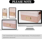 Vienrose Greeting Card Organizer Box with 20 Removable Dividers, 84 Self-Adhesive Labels, Foldable Storage Box Great for Greeting Cards, Photos, Envelopes, Stickers, Postcards Light Pink&Lotus