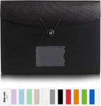 Nicfaec Expanding File Folder, 13 Pockets, Black, Polypropylene