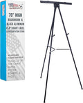U.S. Art Supply 70" High Boardroom XL Black Aluminum Flip Chart Easel & Presentation Stand - Adjustable Floor/Tabletop, Portable Tripod, Holds 45 lbs, for Chart Paper, Poster Boards, & Pads