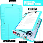 Plastic Clipboard with Storage,TFDLCG zm Clip Boards 8.5x11 with Pen Holder,A4 Nursing Clipboard Folder Heavy Duty for Women Teachers Work, School Office,Mint Green