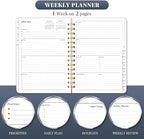 2026 Planner, Weekly and Monthly Planners with Tabs, A5 Spiral Bound Daily Calendar 2026 Planner, 12 Month Agenda Organizers from Jan. to Dec., Flexible Cover Appointment Book(Smill Sun)
