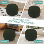 MeMoreCool Stuffed Round Pouf Ottoman Foot Rest, Floor Pouf Foot Stool with Soft Foam Chunk Filling, Small Round Ottoman Footstool Circle Footrest for Living Room, Green