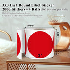 3 Inch Round Colored Dot Stickers, 2000 PCS, 4 Rolls in Dispenser Box - Red Circle Color Coding Labels Dot Labels for Office, Home, Inventory Organizing