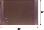 DACASSO Leather Desk Pad with Side Rails - Luxury Leather Desk Blotter for Writing - Executive Desk Surface Protector - (Chocolate Brown, 38” x 24”)