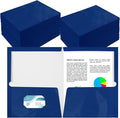 Yeaqee 200 Pack 2 Pockets Glossy Laminated Paper Folder First Day of School Presentation Folder Letter Size Two Pocket File Portfolio Holder Back to School Items Bulk for Teacher Office (Blue)