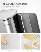 SONGMICS 13 Gallon (50 L) Trash Can, Stainless Steel Kitchen Garbage Can, Recycling or Waste Bin, Soft Close, Step-On Pedal, Removable Inner Bucket, Silver ULTB050E01