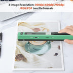 Ymiko A4 Document Scanner Portable High Resolution 900 DPI Multifunctional Handheld Image Scanner for Home Office Banking Library (Green)
