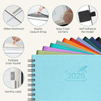 BEZEND Pocket Calendar 2026 Weekly and Monthly (3.5" x 6" Spiral) Small Daily Planner for Purse (Jan-Dec) with Notes & Expenses, Inner Pocket, Pen Holder, Vegan Leather Softcover - Black