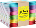 A6 Lined Journals 24 Pack – Mini Notebooks for Writing, Note Taking, or Sketching – Small Journal Bulk Set for Students, Kids, School, or Office Use – 6 Assorted Bright Colors, 4.3x5.5 Inch