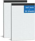 2 Pack Graph Paper Pad 11x17 for Blueprint Drawings, Drafting, Engineering Drawing, and Planning, 4x4 Quad Ruled Blueprint Quadrille Paper, Perforated Large Grid Paper Drafting Paper 30 Sheets/Pad