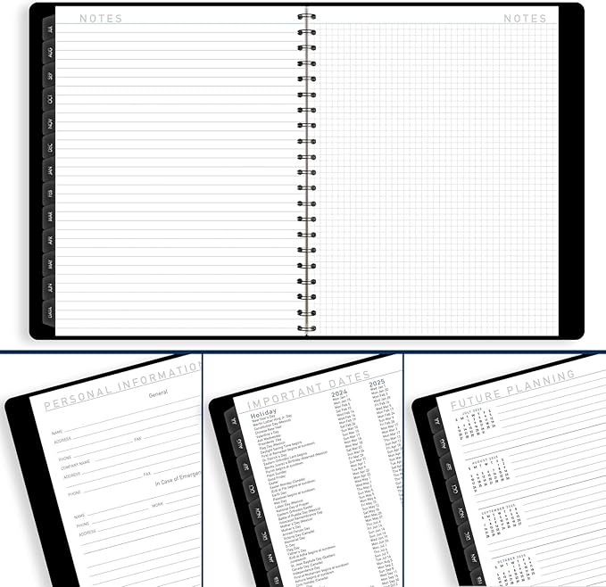 AT-A-GLANCE 2025 Appointment Book Planner, Weekly & Monthly, 8-1/4" x 11", Large, Half-Hourly, Contemporary, Black (70950X0525)
