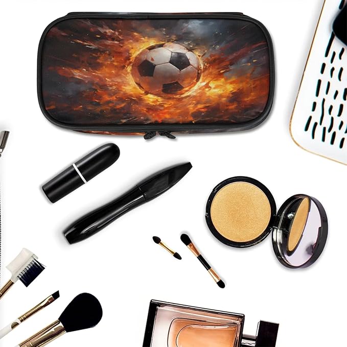 Pardick Football Fire Pencil Case，Big Capacity Pencil Pouch Coin Pouch Stationery Organizer For Teen School