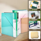 Akamino 2 Pack Acrylic Magazine File Holder,A4 Vertical File Organizer with Handle for Desk,Clear Document Rack File Folder Storage Bin for Home Office School