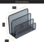 BLU MONACO Black Metal Mesh Letter Sorter | 3-Slot Mail Organizer for Desk, Office & Home | Vertical File & Envelope Holder with Non-Slip Base | Space-Saving Desktop Mail Organizer