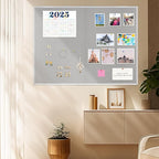 AMUSIGHT Double-Sided Large Cork Board with Linen, 48" x 36" Foldable Hanging Aluminum Framed Bulletin Board, Vision Board Pin Board Corkboards for Walls, Office, School Decor, 20 Pushpins