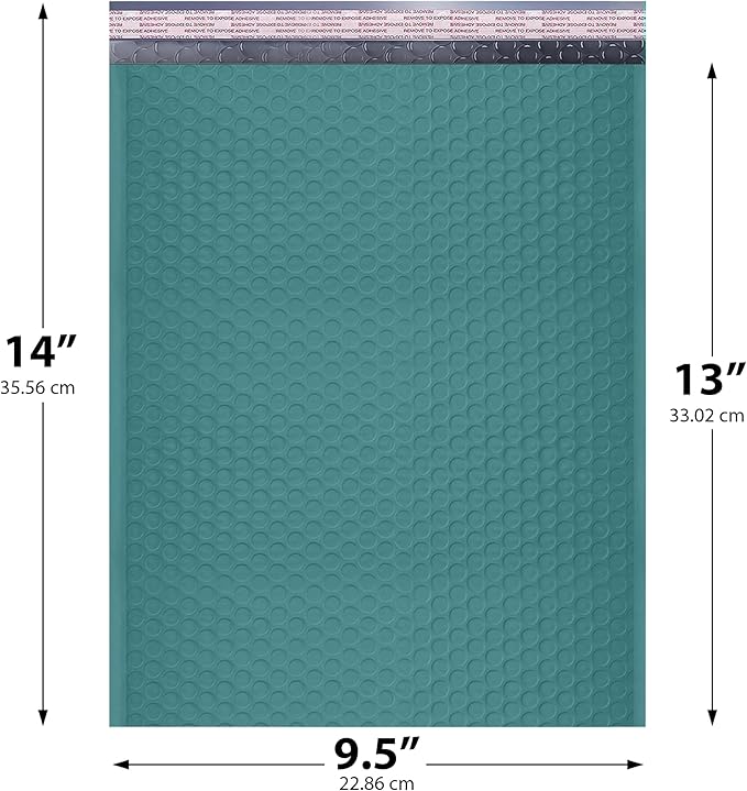 Green 10x13 Inch Poly Bubble Mailers |Self Seal Padded Envelopes for Thick books | Air Cushioned Bubble Mailer | Usable Size 9.5x13 Inch | Waterproof Lightweight Mailing Shipping Bags | 200 Pack Bulk