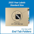 2025 Year Labels, Doctor Stuff 2025 Chart Stickers, Ringbook Sheets, Black/White Color Coded, Jeter Style, USA Made Year Stickers for End Tab File Folders, 270/Package, 3/4" x 1-1/2"
