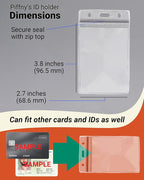Clear ID Holder for Lanyard - ID Card Holder Waterproof (Inches, 2.25 x 3.5 Vertical 12 Pack)