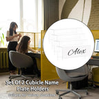 Cubicle Name Plate Holders Cubicle Name Plate Sign Holder Name Plate Bracket Double Sided Nameplates for Walls 2X8 PET Material Changeable Cubicle Name Plate Holder for School Office (8)
