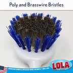 LOLA Pro Pot N' Pan Brush, 36 Pack, Abrasive Cleaning, Poly & Brass Wire Bristles, Comfort Rubber Grip, Use for Caked-On & Baked-On Messes