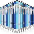 Zonon 38 Pieces Rubberized Ballpoint Pen with Stylus Tip Stylish Metal Pen Capacitive Styli with Soft Rubberized Grip, Black Ink for Most Devices (Blue Series)