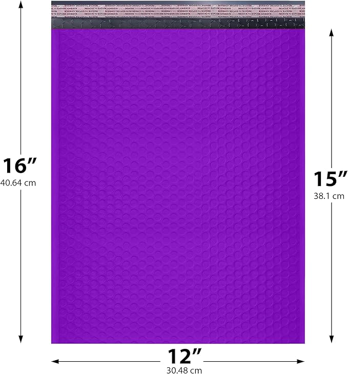 Purple Large Poly Bubble Mailers 12x15 inch | Self Seal Padded Envelopes Cushioned Bubble Mailer | Usable Size 12x15 | WaterProof | Lightweight mailing Shipping Bags | 100 Pack Bulk