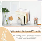 2 Pcs 7 Section Incline File Sorter Metal Wire Mesh File Rack for Desktop Letter Sorter for Magazine Folder Book Organizer Home Office School Paper Mail Desk Storage Holder (White)