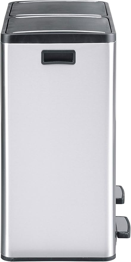 The Step N' Sort 18.5 Gallon Extra Large Capacity, Soft-Step, Dual Trash and Recycling Bin with Removable Inner Bins, Silver
