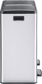 The Step N' Sort 18.5 Gallon Extra Large Capacity, Soft-Step, Dual Trash and Recycling Bin with Removable Inner Bins, Silver