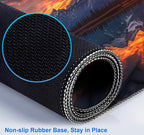 Volcanic Lava Scene Ultra Large Computer Desk Pad, Anti Slip Keyboard Pad, Customized Thick Large Stitched Edge Mouse Pad for Office 35.4 x 15.7 Inches