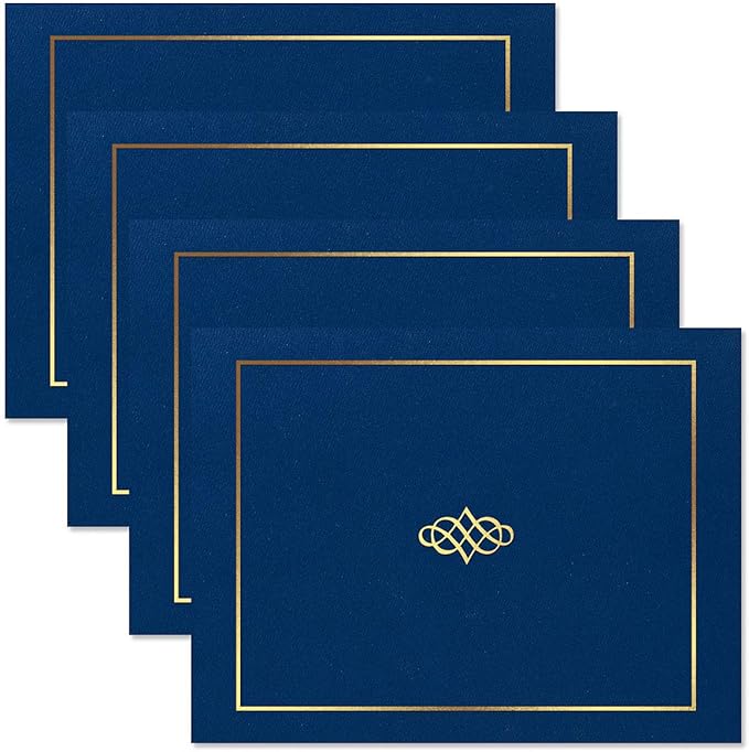 Empire Blue & Gold Award Certificate Collection - Includes 25 Certificate Papers (White/Blue), 25 Heavy Linen Folders (Blue/Gold), 36 Gold Foil Seals, Laser & Inkjet Printer Compatible