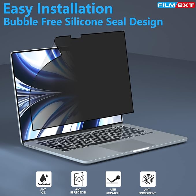 FILMEXT MacBook Air M2 13.6-inch Screen Protector, Privacy Shield, 2022 Release (A2681), Polyethylene Terephthalate, 1 Piece