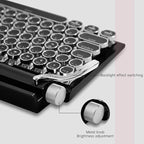 Adventurers Typewriter Style Retro Mechanical Keyboard LED Backlight 83 Keys Bluetooth 5.0 Blue Axis, Suitable Desktop Computers/Laptops Mac/Mobile Punk Keys, Black, 12.8 x 6.6 x 1.6 inches