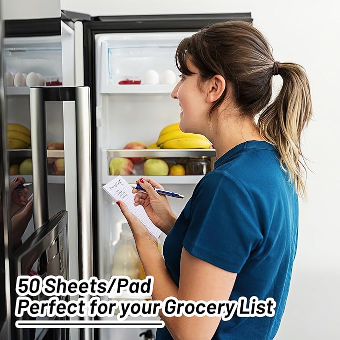Thboxes 4 Pack Magnetic Note Pad for Fridge with Pen Holder, Totally 200 Sheets Magnetic To Do List, Grocery List, Shopping List, Meals Pads for Refrigerator