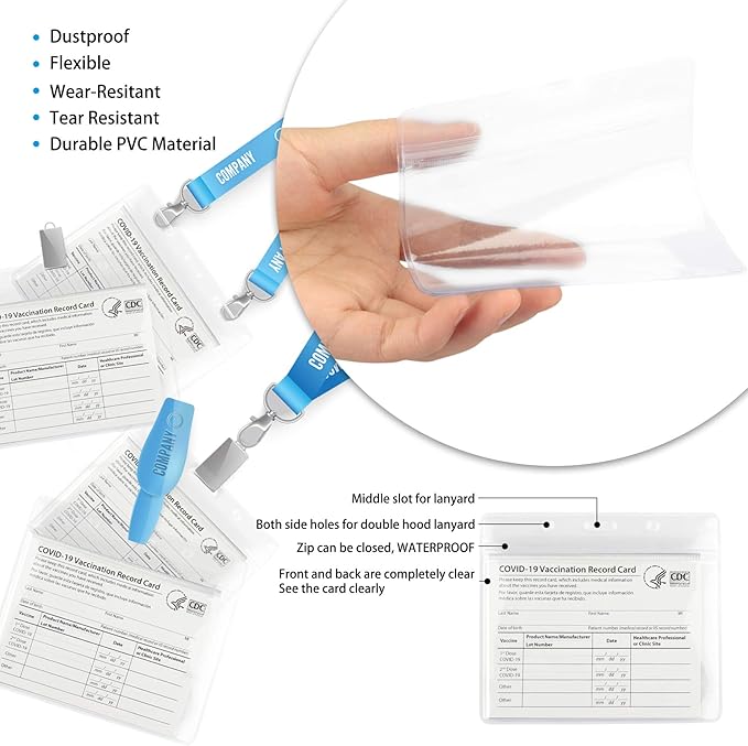 4x3 Inches Horizontal Badge Holder, Clear ID Card Holder with Waterproof Resealable Zip Type Protector, Badge Sleeve Fits Name Tag Holder/RFID/Proximity/Credit Card(Holders,50PCS)