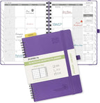 POPRUN Monthly Planner 2026-2027 (Medium 6.5" x 8.5") 18 Months Calendar Book(Jan 2026 - Jun 2027) - 4 Pages per Month with Expense & Notes, Stair-like tabs, Leather Cover, Sunday Start - Purple