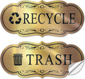 ASAVI Trash & Recycle Stickers – 2-Pack Self-Adhesive Vinyl Labels, Waterproof & Durable (Brushed Gold Black, Medium 6.3 x 2.7 inches)