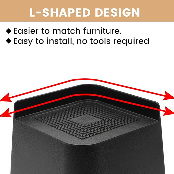 MXMZHXU Bed Risers 2 inch, 3 inch, 4 inch, 6 inch or 8 inch Heavy Duty Furniture Risers, Up to 6000 Lbs L Shaped Design Bed Lifts Blocks for Couch Desk Sofa Table (Dark Brown 4 Pack, 5 Inch)