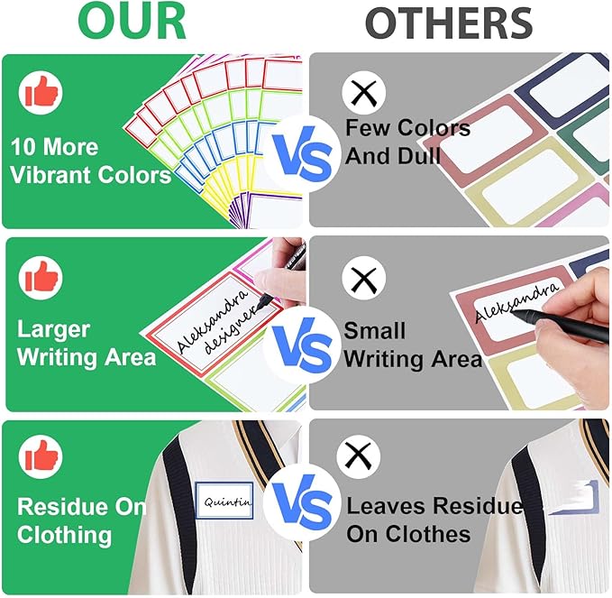 550 Pcs Name Tags Stickers, 3.5x2.25 inch Blank Name Labels Stickers, 10 Colors Double-line Nametags Name Tag Sticker for Kids, Classroom, School, Office, Conferences, Locker, School Supplies