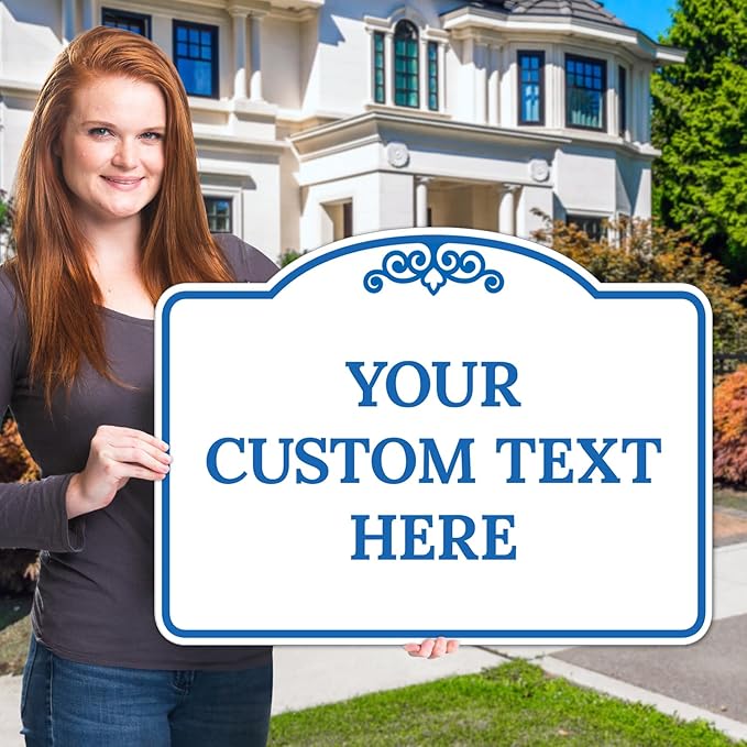 Custom Decorative Sign, Personalized Metal Sign for Business, Driveway, Home, Airbnb, Office Door Plaque, Blue Light Sign, 18x24 Inches, ACM, Fade Resistant, Made in USA by Sigo Signs