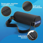 QUTOOL Lumbar Roll, Lumbar Support Pillow for Office Chair with Non-Slip Wider Strap, Back Pain Relief & Posture Improvement, Washable Cover, Office Desk & Car Accessories, Black, Firm
