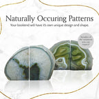 Nature's Decorations Agate Bookends - A Quality Green Geode with Non-Skid Rubber Bumpers for Shelves, Office, Home Decor, Heavy Duty Cute Stone (2-3 LB)