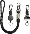 KINBOIN Heavy Duty Retractable Keychain - USA Flag Braided Paracord Lanyard, ID Badge Clip Reel, Necklace Keychains for Travel Work