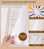 Blank Spiral Notebook Journal 8.5” x 11”, A4 Large Sketch Book for Women Men, 100 GSM Blank Paper Drawing Notebook, Plastic Hardcover Spiral Bound Sketchbook for Sketching Work School Writing, Purple
