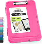 Sooez Reinforced Clipboard with Storage, Inner Plastic Folder Attached, Heavy Duty Clip Boards 8.5x11 with Pen Holder, High Capacity Nursing Clipboards Box for Teacher Office Home, Letter / A4 Size