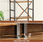 SUPERJARE Triple 5 Tier Bookshelf, Bookcase with 14 Open Display Shelves, Wide Book Shelf Book Case for Home & Office, Rustic Brown